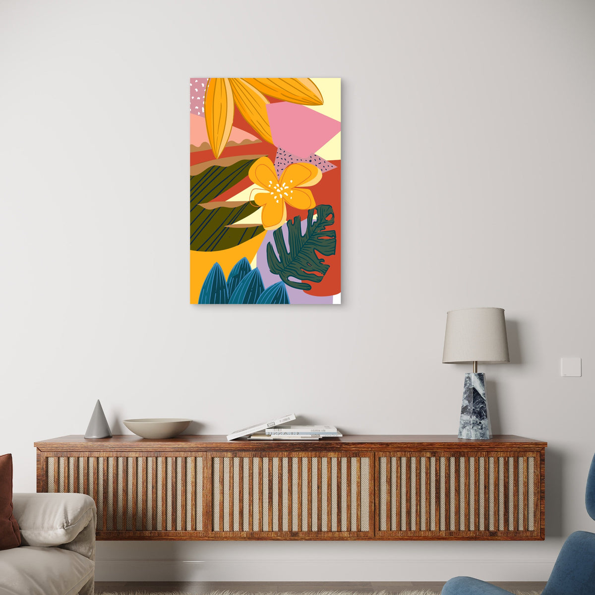 Aesthetic Abstract Plants and Flowers 40x60cm Metal Print Ready to Hang