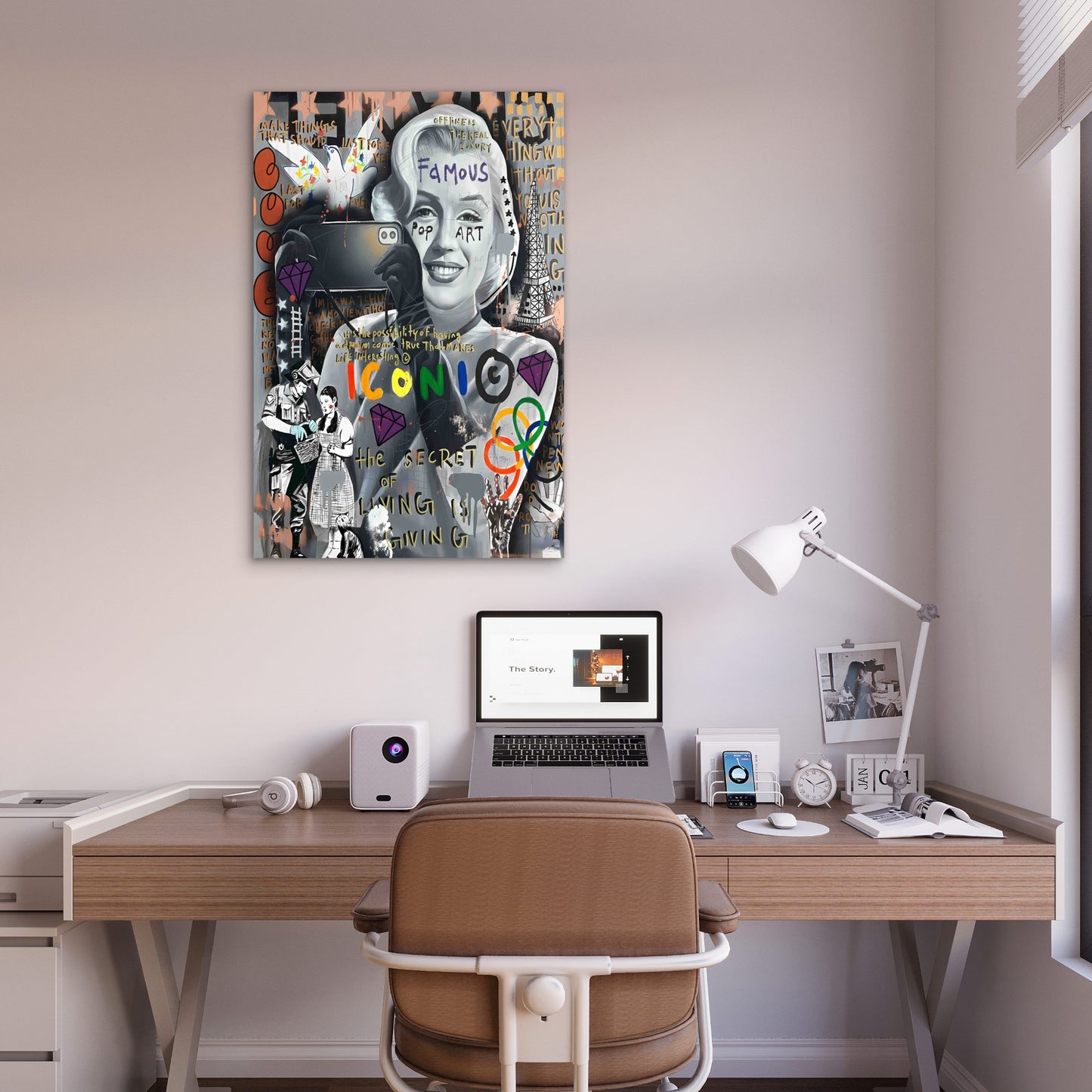 Retro Cinematic Pop Art Typography 40x60cm Metal Print Ready to Hang