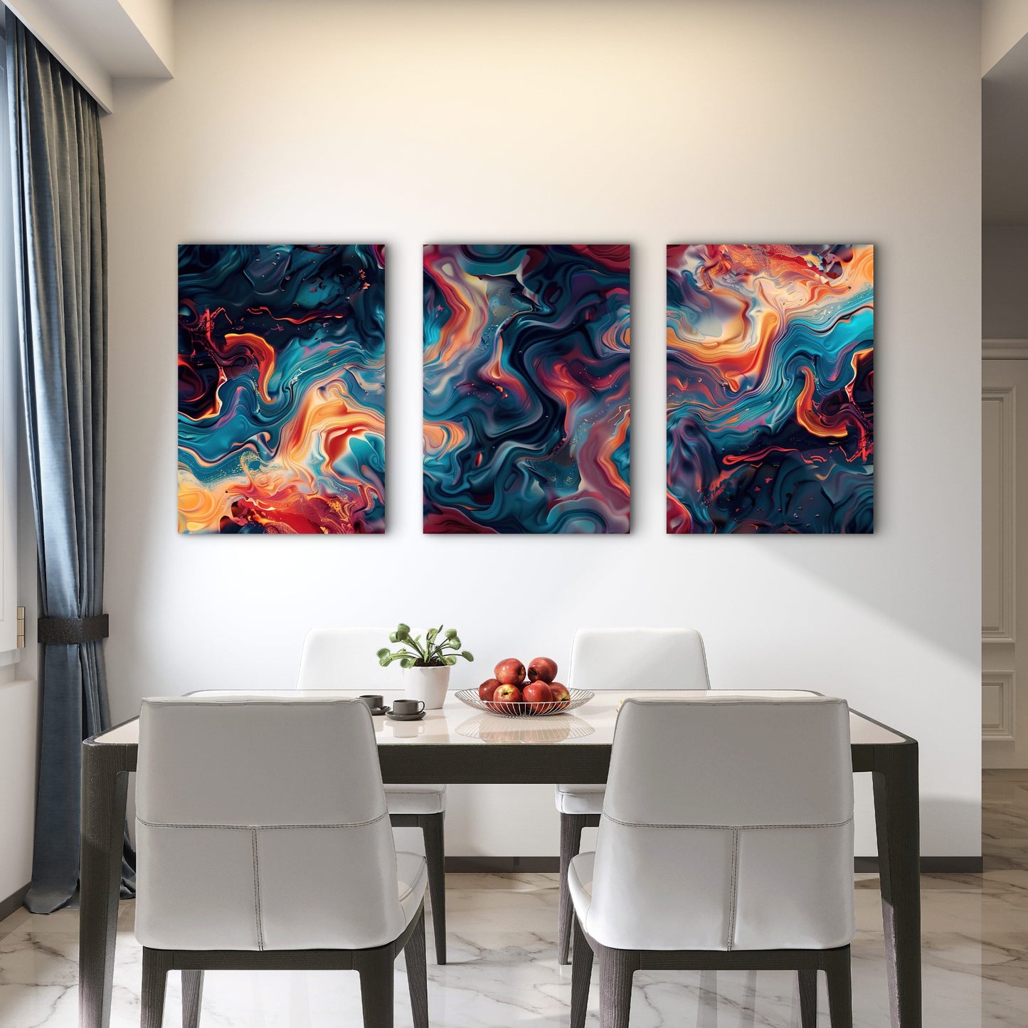 3pcs Swirling Rivers Of Fire And Water Wall Art Set Canvas Framed 60x90cm - High Quality Print 100% Australian Made Wall Canvas Ready to Hang - Bella Home Decor