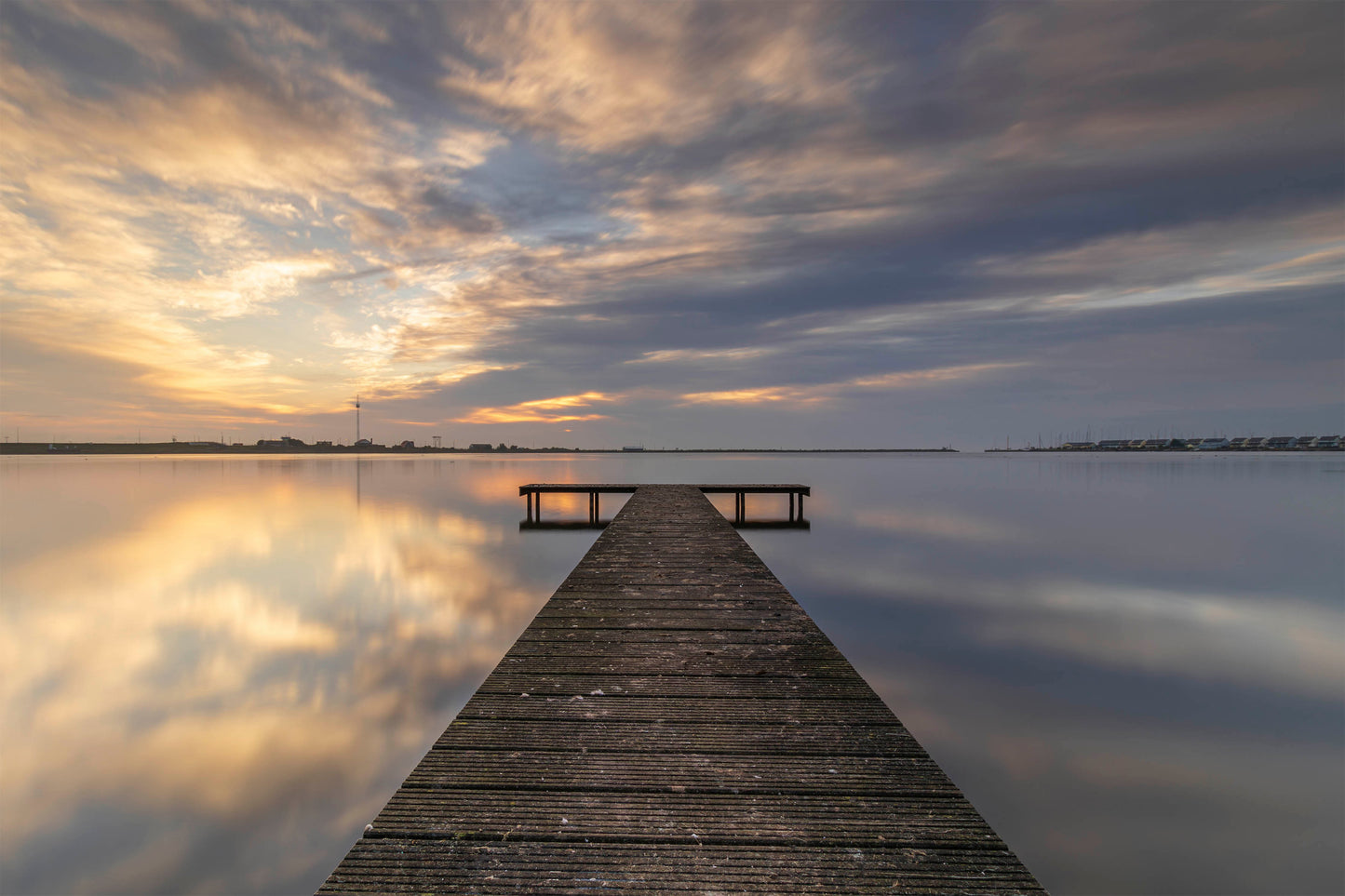 Wooden Pier Extending Into a Calm Lake Netherlands Wall Art Decor 100% Australian Made - Bella Home Decor