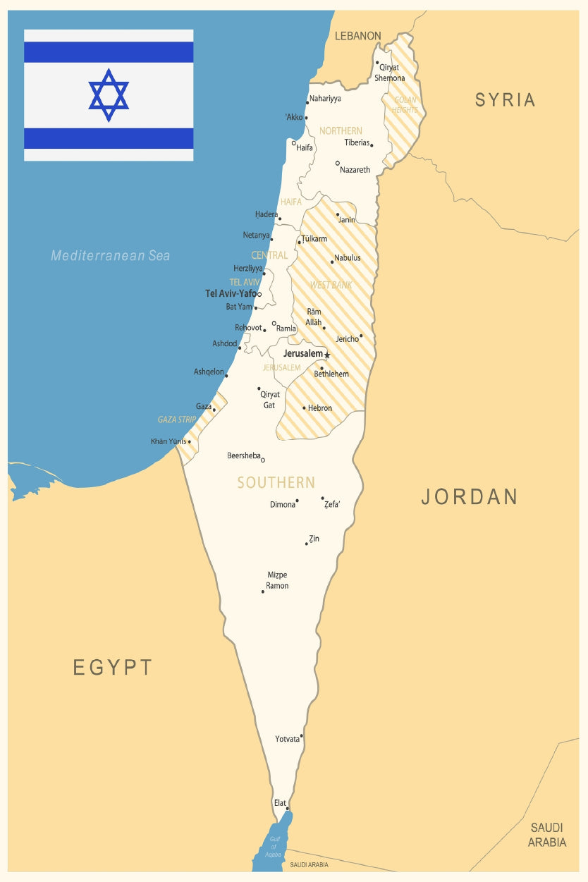 Israel Detailed Map Home Decor Premium Quality Poster Print Choose Your Sizes - Bella Home Decor
