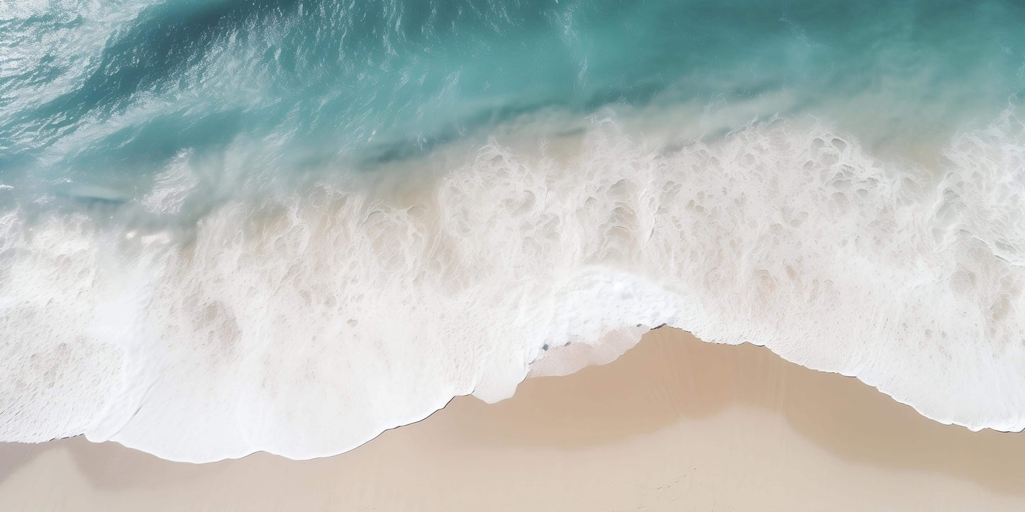 Pastel Blue White Ocean Wave Beach Wall Art Canvas Office Home Framed 120x60cm