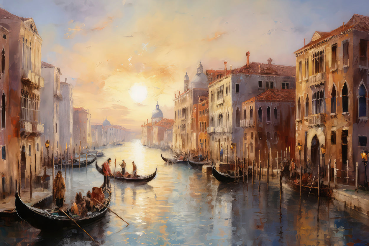 View of a Canal with Boats and Buildings Home Decor Premium Quality Poster Print Choose Your Sizes - Bella Home Decor