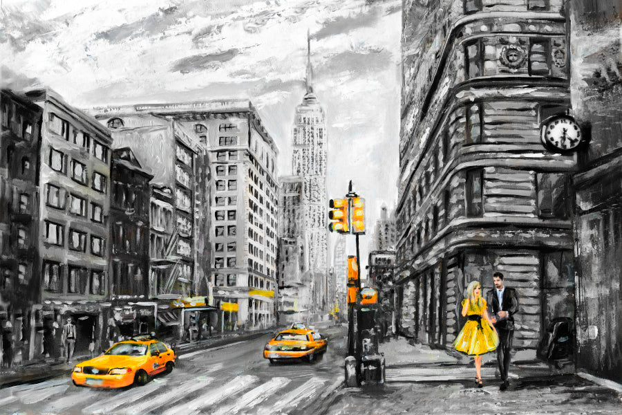 Street View Of New York Home Decor Premium Quality Poster Print Choose Your Sizes - Bella Home Decor