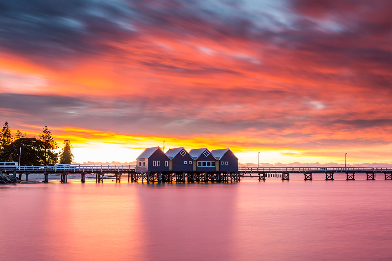Busselton Jetty Western Australia Fiery Sunset Wall Art Decor 100% Australian Made