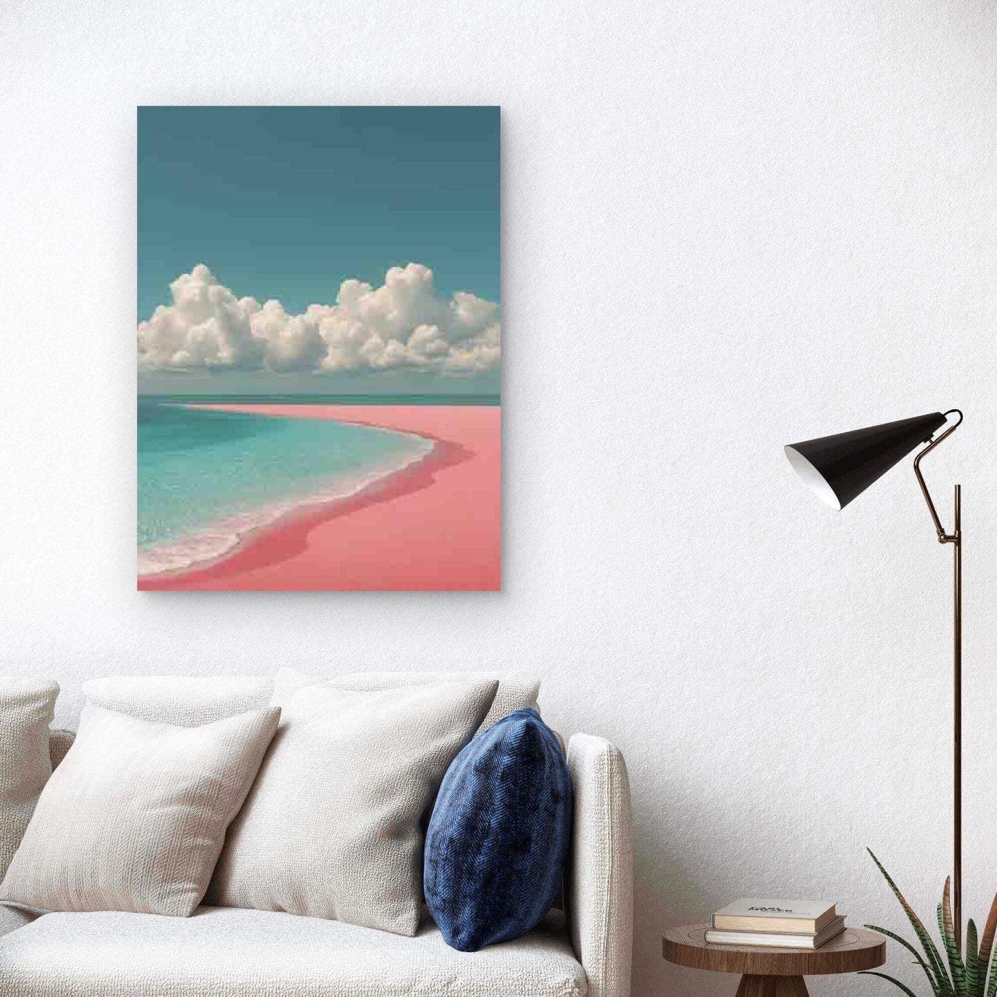 Beautiful Beach with Pink Sand 40x60cm Metal Print Ready to Hang
