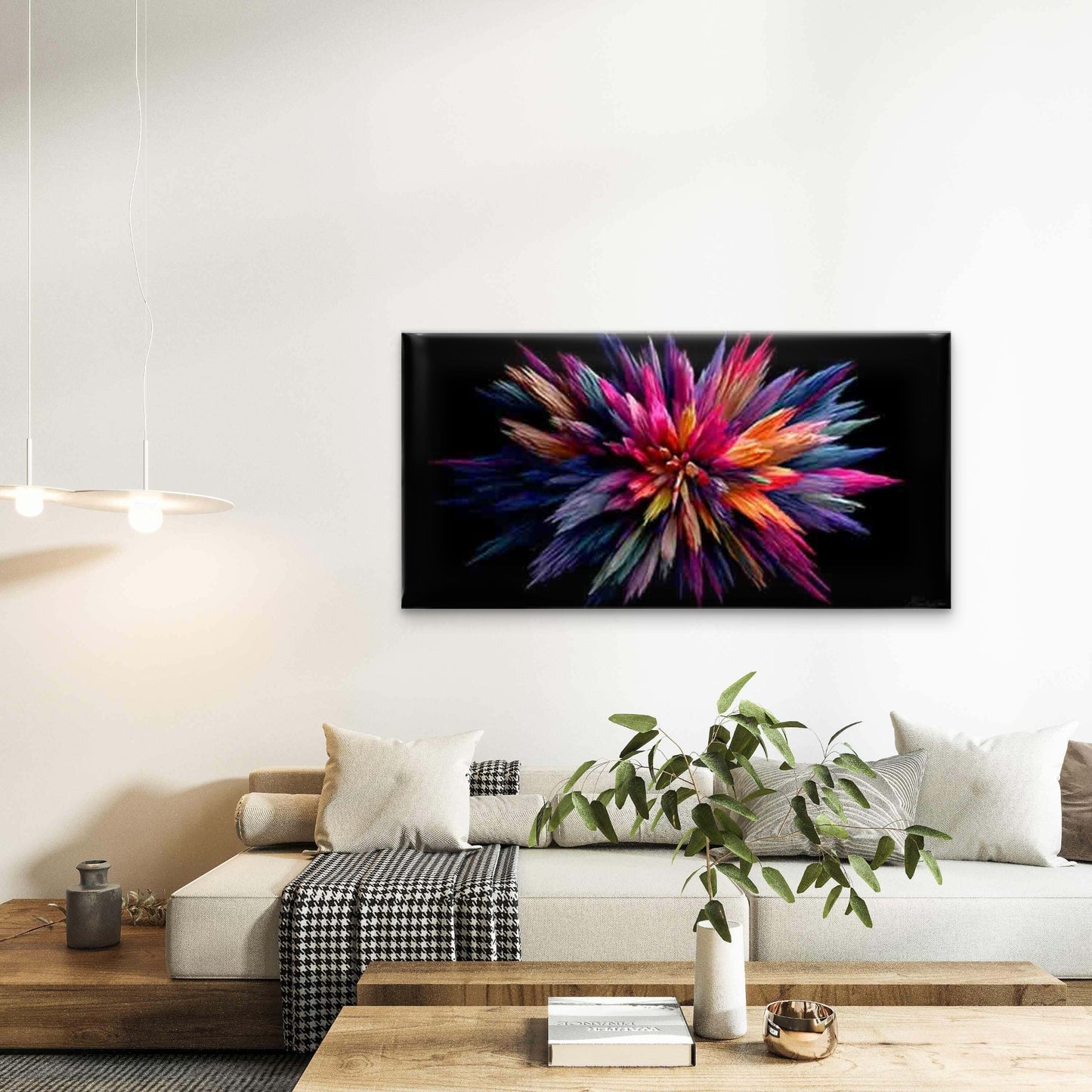 Explosion of Vibrant Colors Wall Art Canvas Office Home Room Framed 120x60cm - Bella Home Decor