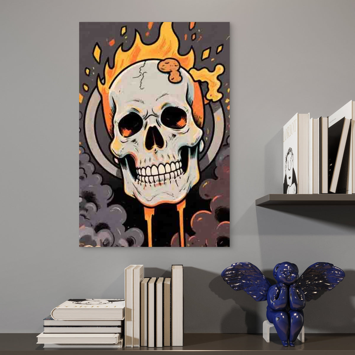 Skull-Themed Abstract Art Style Metal Print Ready to Hang