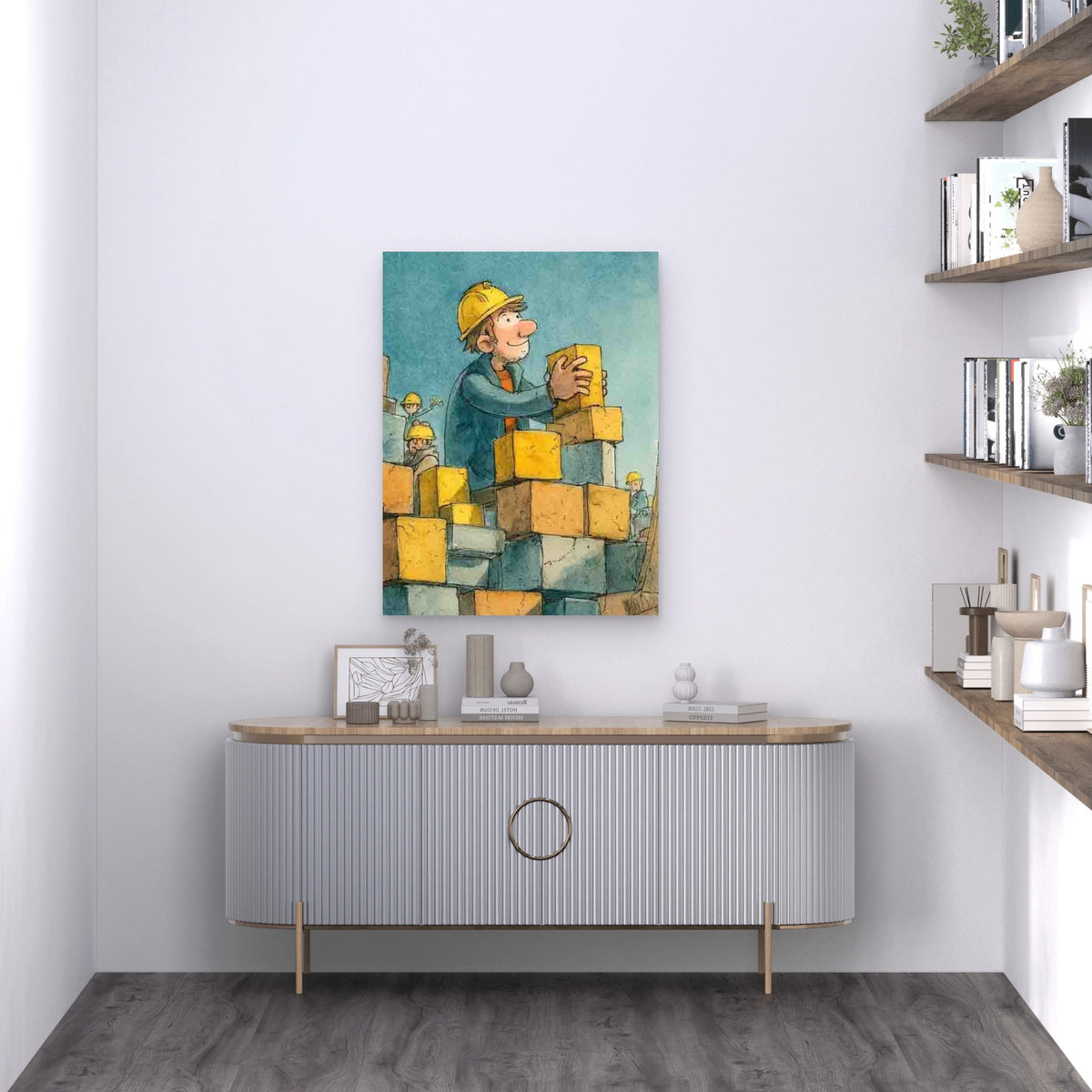 Builders & Dump Truck -Style, Engineer-Themed Metal Print Ready to Hang