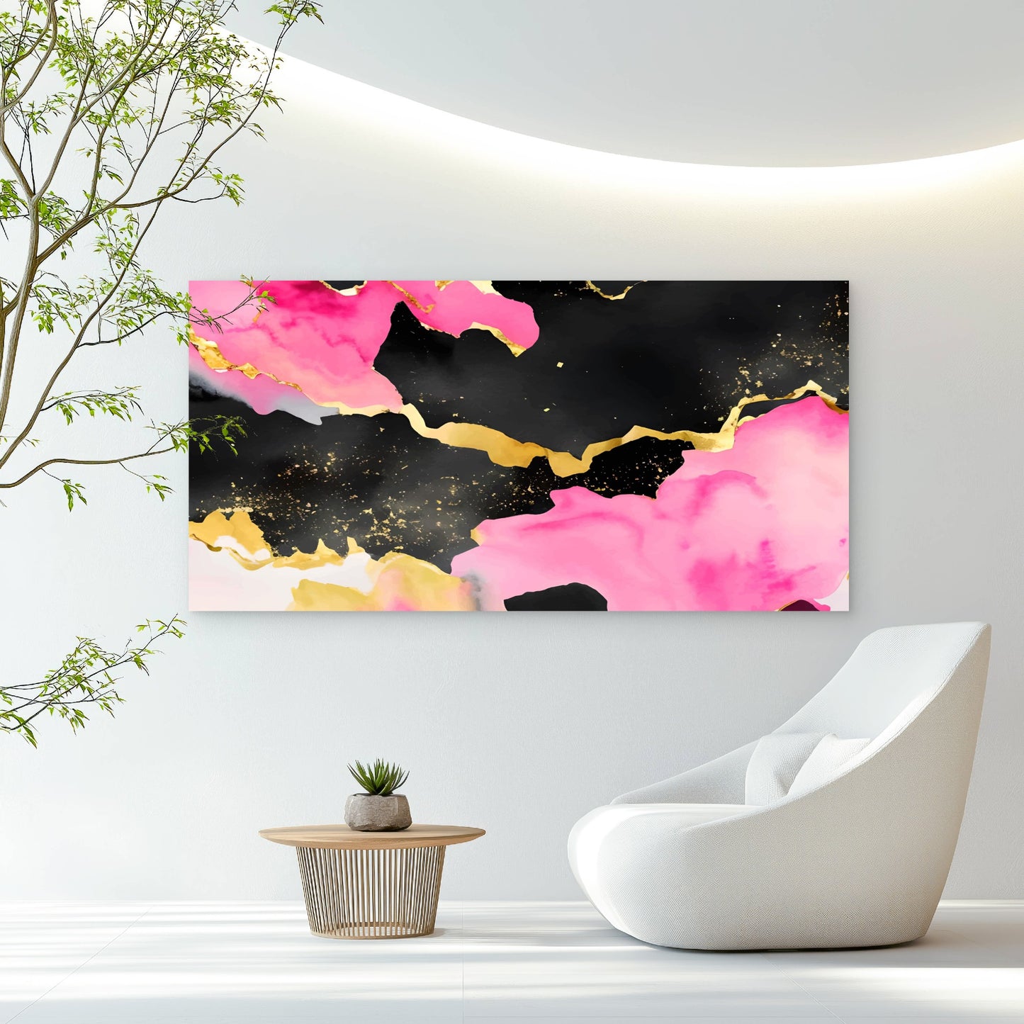 Onyx Rose Gilded Abstract Wall Art Canvas Office Home Room Framed 120x60cm - Bella Home Decor