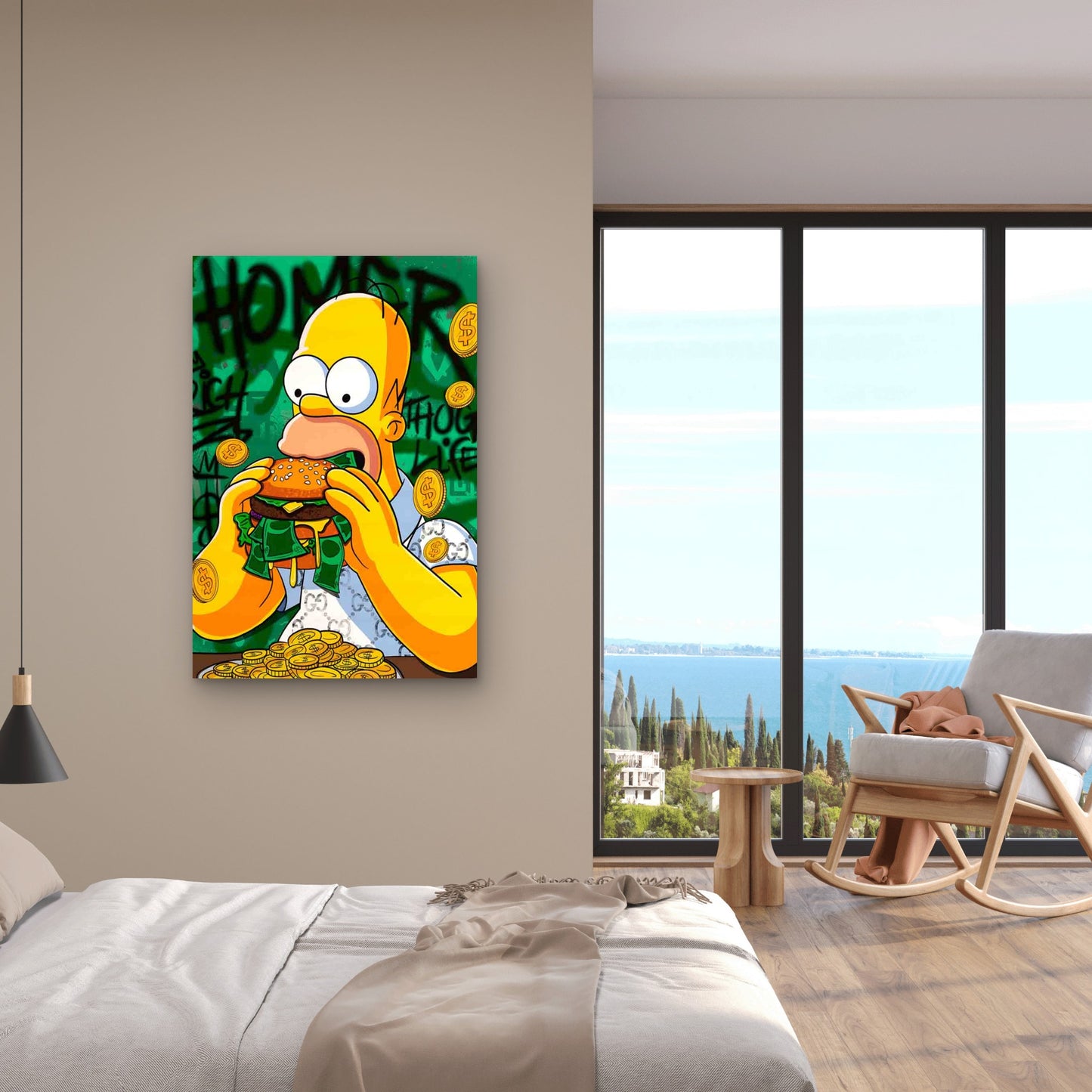 Gold Coins And Cash Filled Hamburger 40x60cm Metal Print Ready to Hang