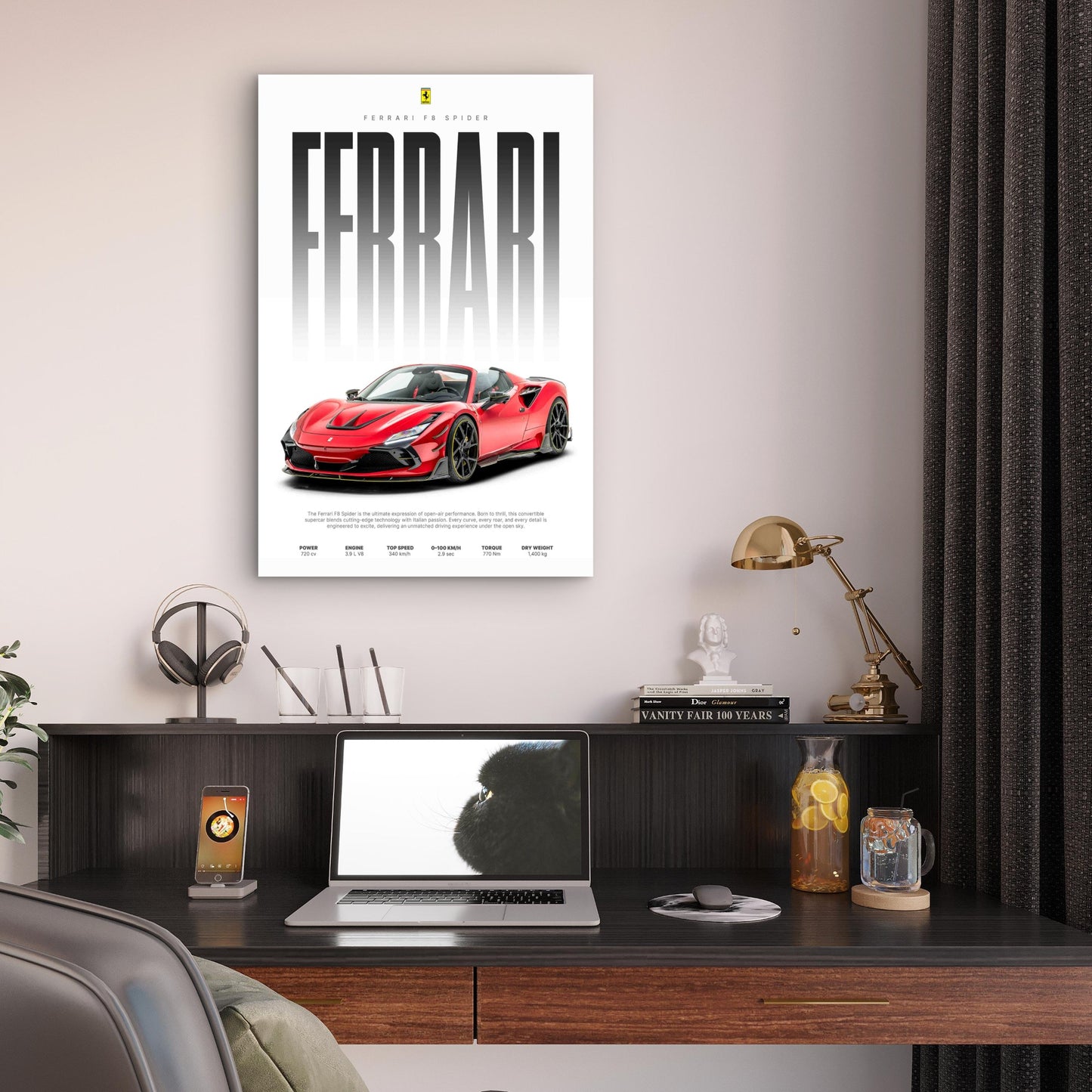 Sleek Red Sports Car 40x60cm Metal Print Ready to Hang