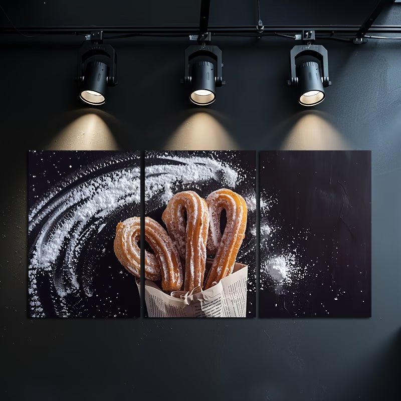 3pcs Churros with Sugar Dust Wall Art Set Canvas Framed 50x70cm - High Quality Print 100% Australian Made Wall Canvas Ready to Hang - Bella Home Decor