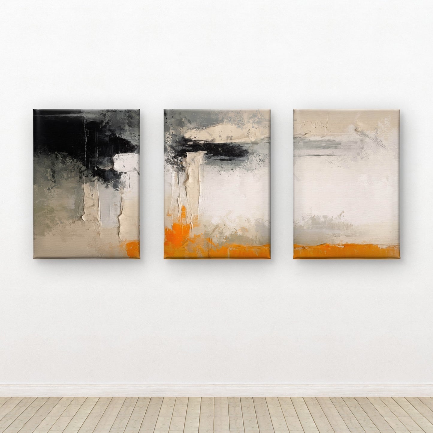 3pcs Abstract Orange Minimalist Landscape Wall Art Set Canvas Framed 40x60cm - High Quality Print 100% Australian Made Wall Canvas Ready to Hang