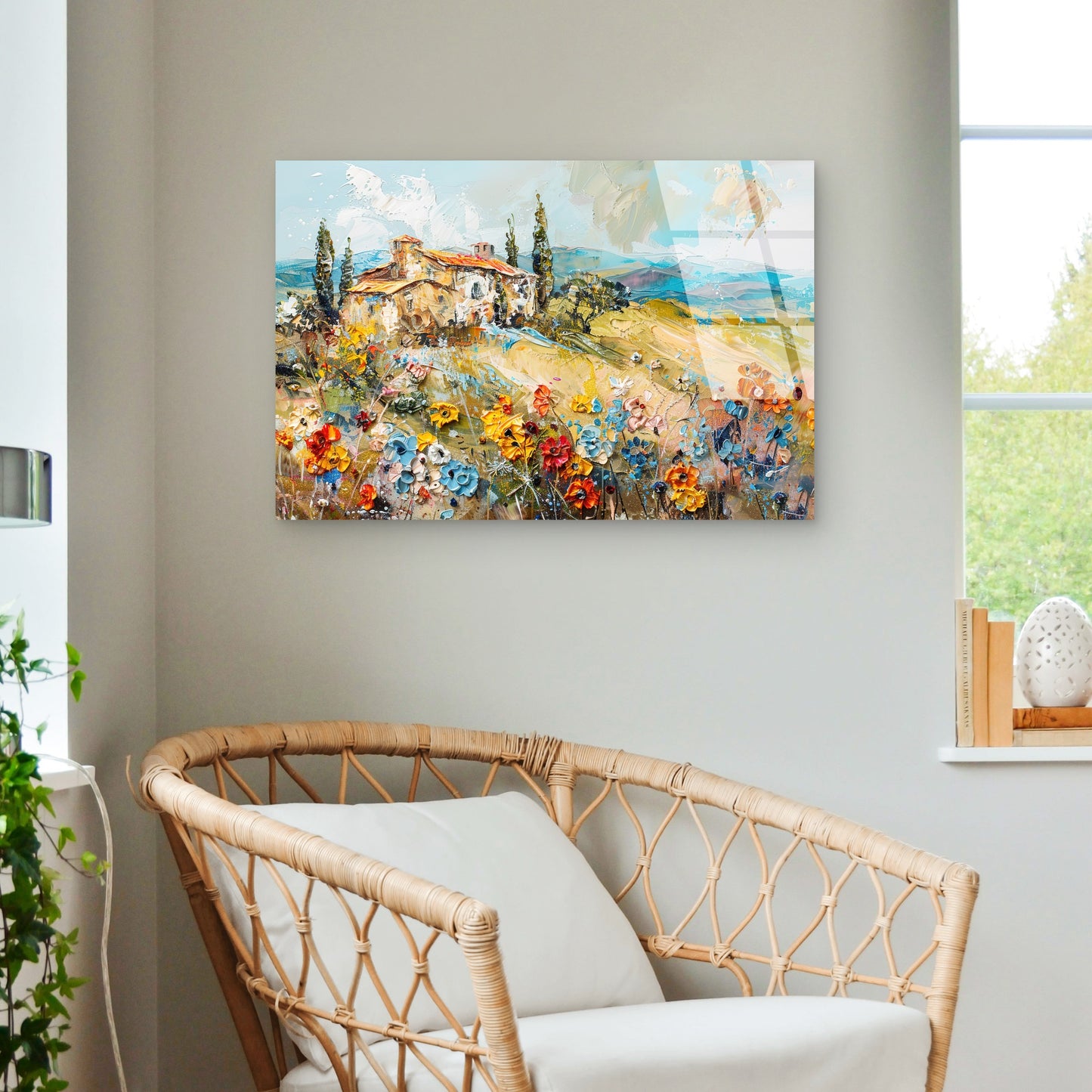 Rustic Tuscan Villa Meadow Acrylic Glass Printing Wall Art Australian Made Quality