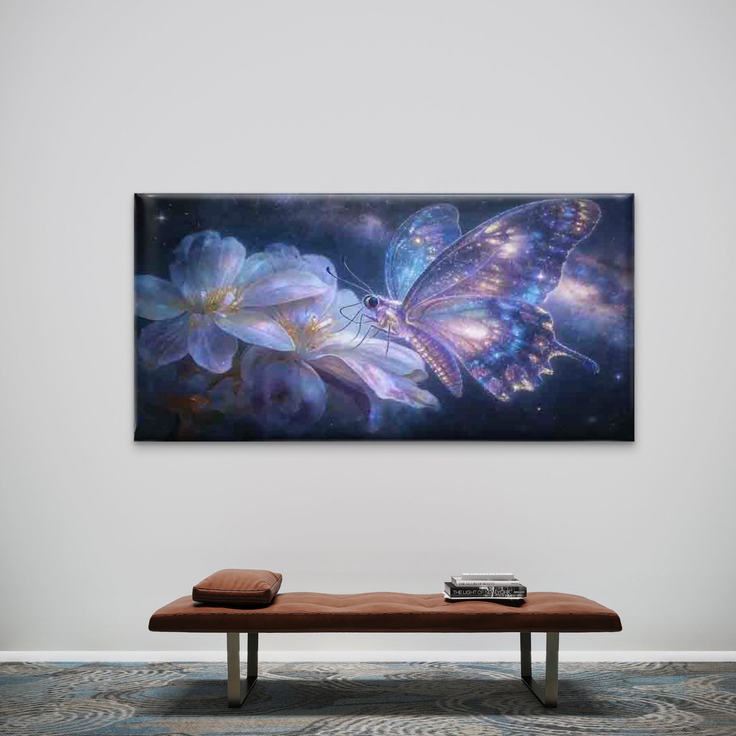 Dreamy Galaxy Butterfly & FlowerWall Art Canvas Office Home Room Framed 120x60cm