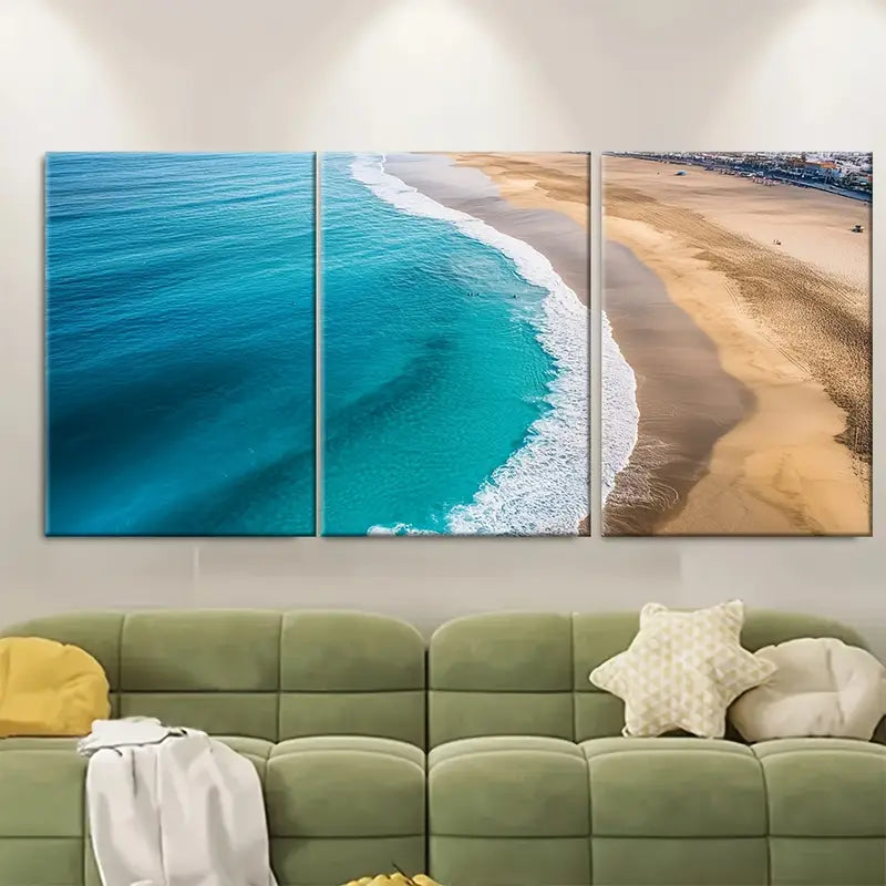 3pcs Las Canteras Beach Gran Canaria Wall Art Set Canvas Framed 50x70cm - High Quality Print 100% Australian Made Wall Canvas Ready to Hang