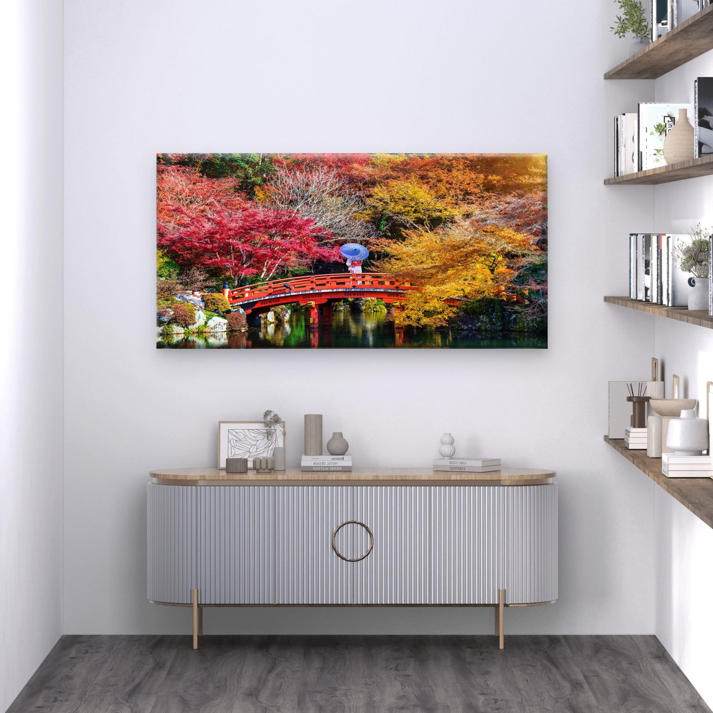 Japan Kyoto Daigoji Bridge Wall Art Canvas Office Home Room Framed 120x60cm