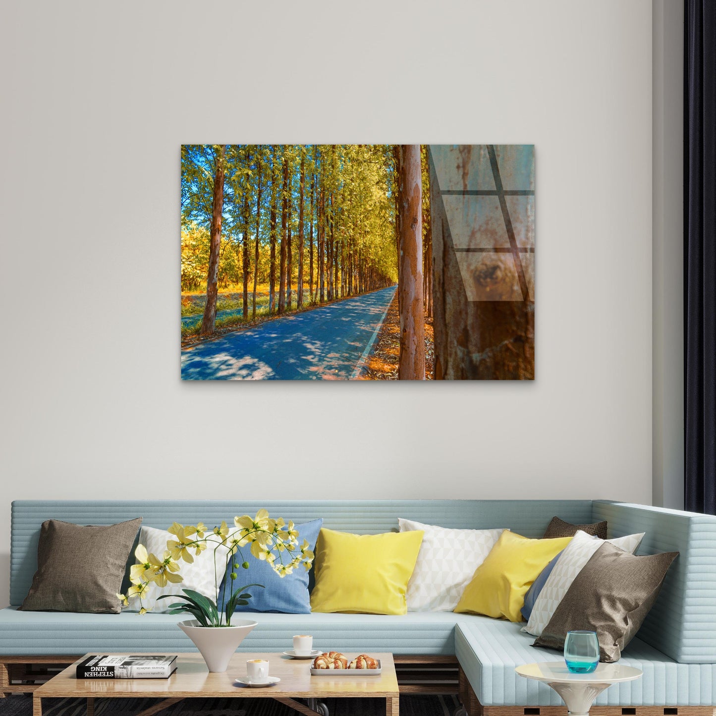 Autumn Karri Forest Road Trees View Glass Printing Wall Art Australian Made