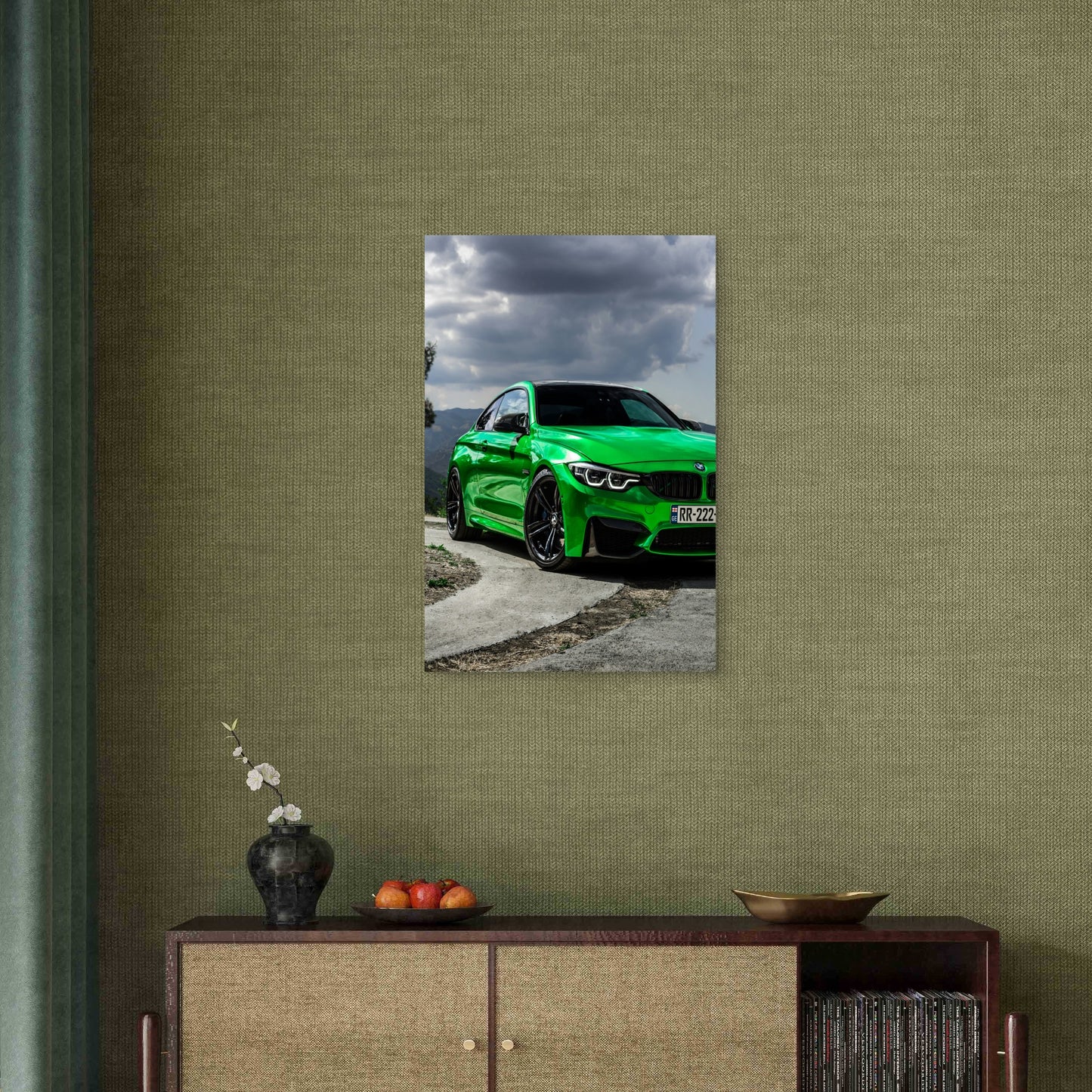 BMW M4 Coupe Bright Green Luxury Sports Car 40x60cm Metal Print Ready to Hang
