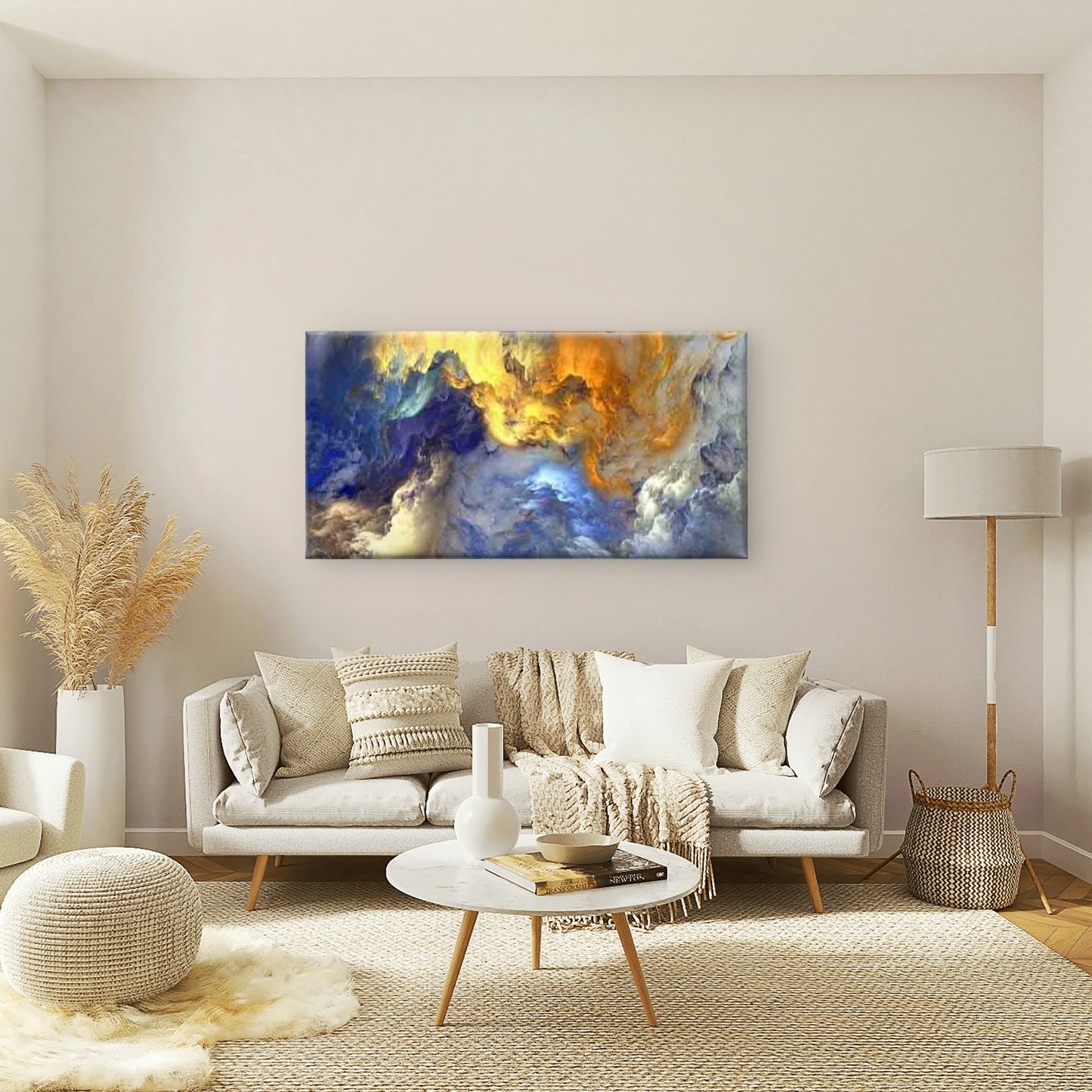 Abstract Design of Golden Cloud Wall Art Canvas Office Home Room Framed 120x60cm - Bella Home Decor