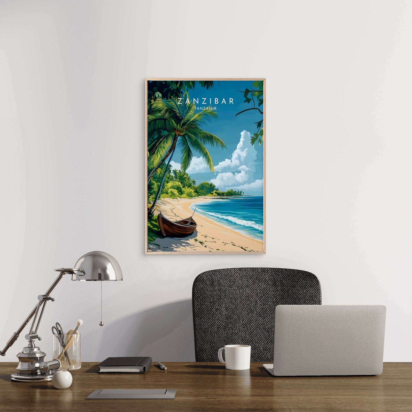 Zanzibar Tanzania Tropical Beach Scene Travel Poster Print Wall Art