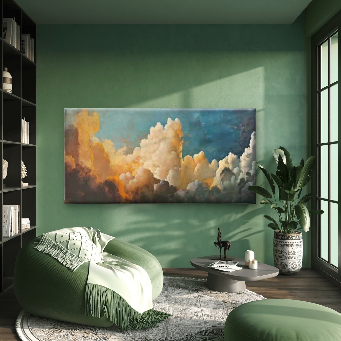 Golden Sunset Clouds Sky Scene Wall Art Canvas Office Home Room Framed 120x60cm - Bella Home Decor