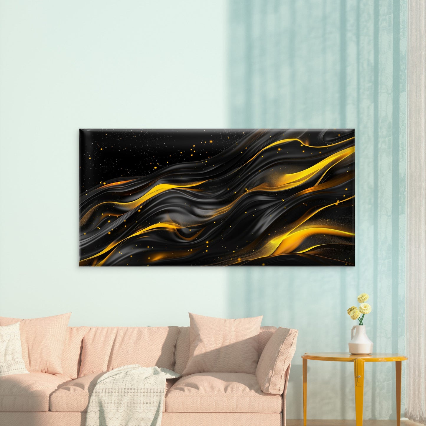 Elegant Black Texture Abstract Wall Art Canvas Office Home Room Framed 120x60cm