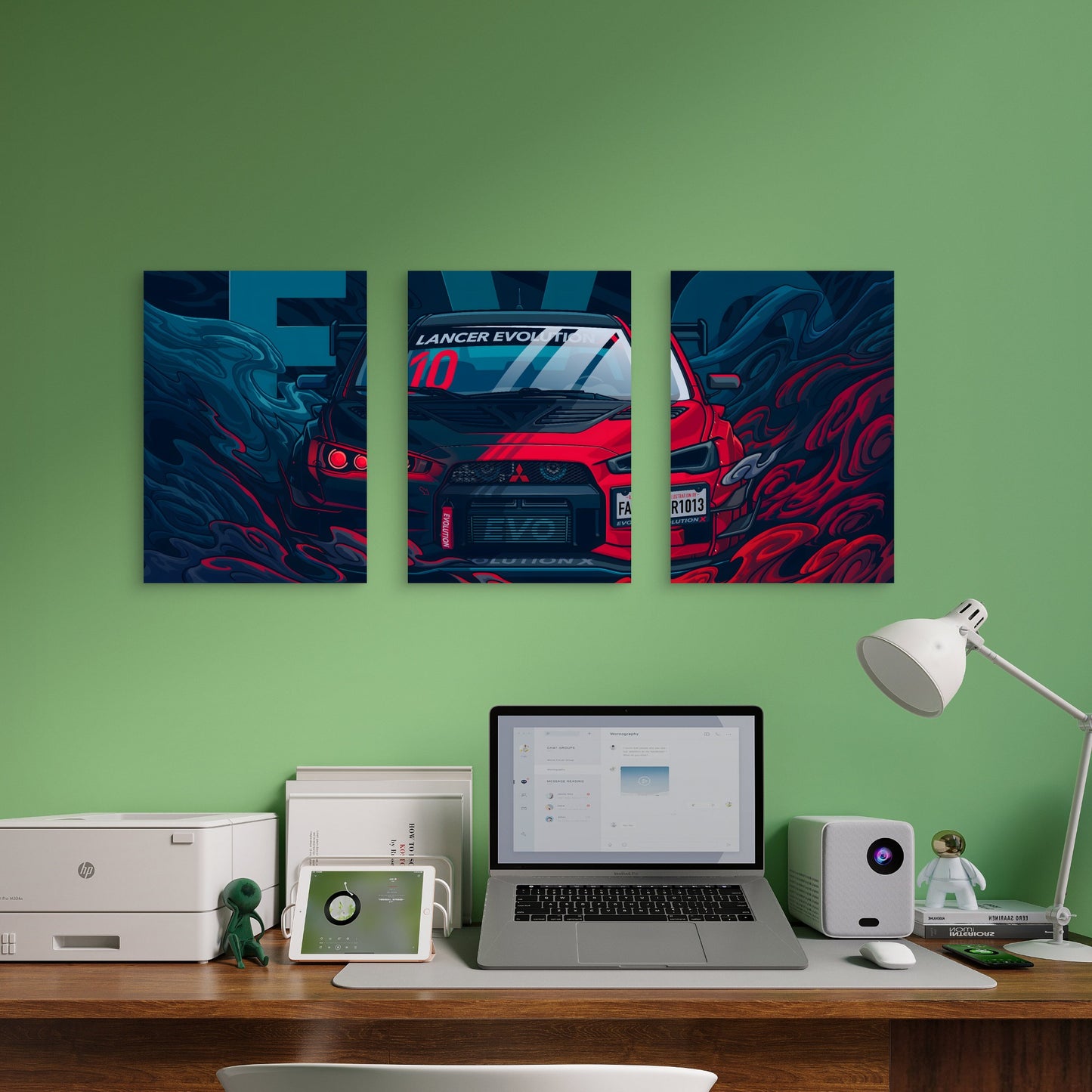 3pcs Moody Ruby Obsidian JDM Circuit Graphic Metal Print Ready to Hang Art