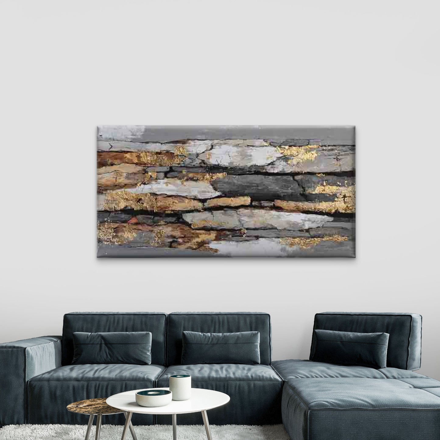 Abstract Painting of Cracked Wall Art Canvas Office Home Room Framed 120x60cm - Bella Home Decor