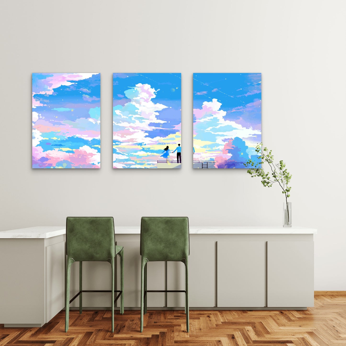 3pcs The Cotton Candy Cloud Escape Metal Print Ready to Hang Art