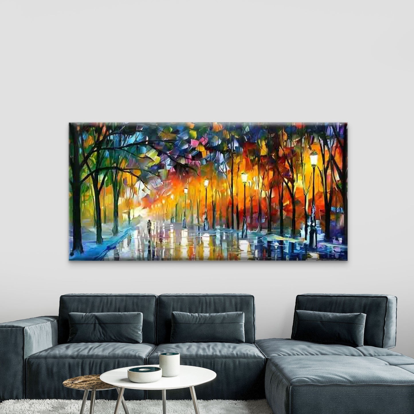Colorful Autumn Park Wall Art Canvas Office Home Room Framed 120x60cm