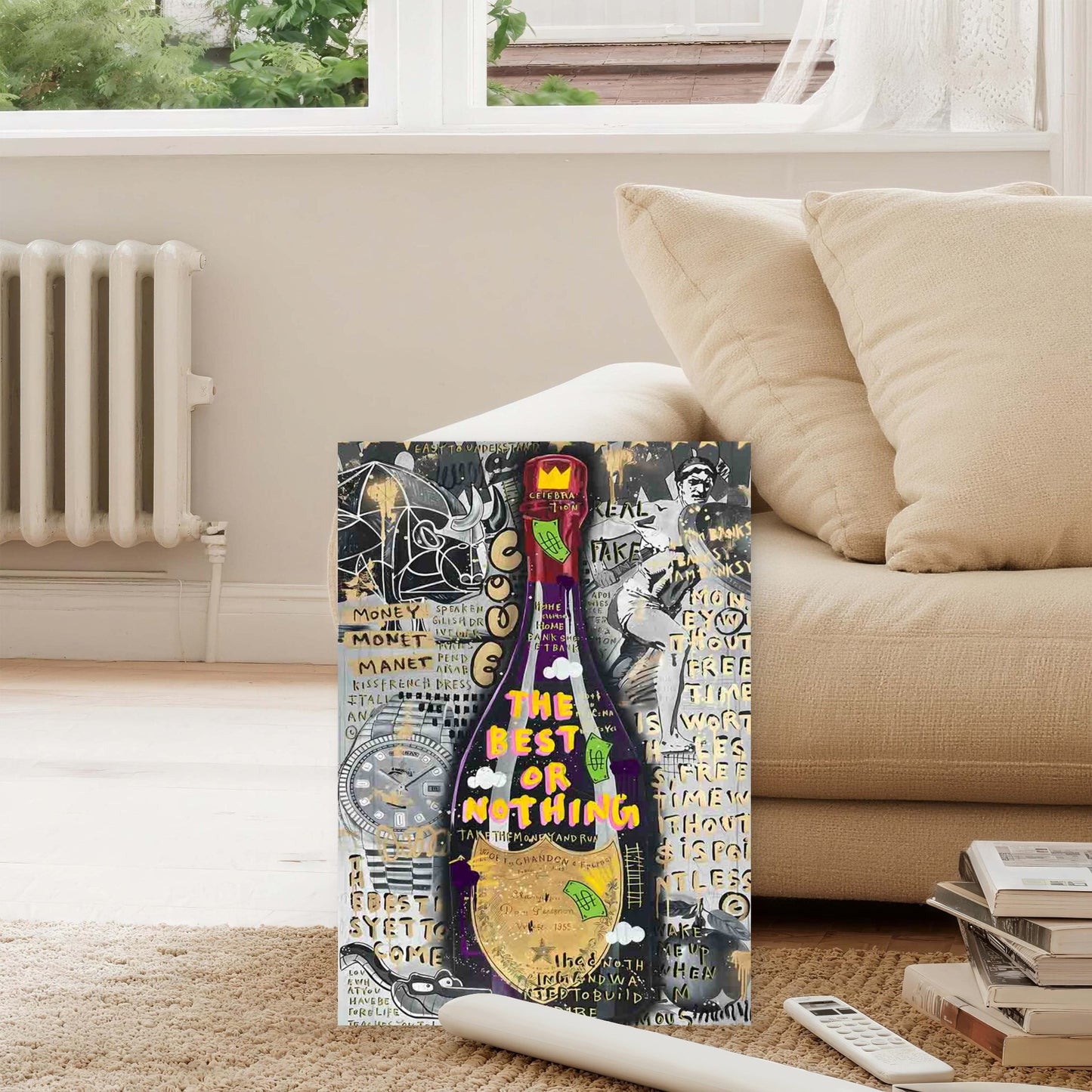 Gold Coins And Cash Filled Hamburger 40x60cm Metal Print Ready to Hang