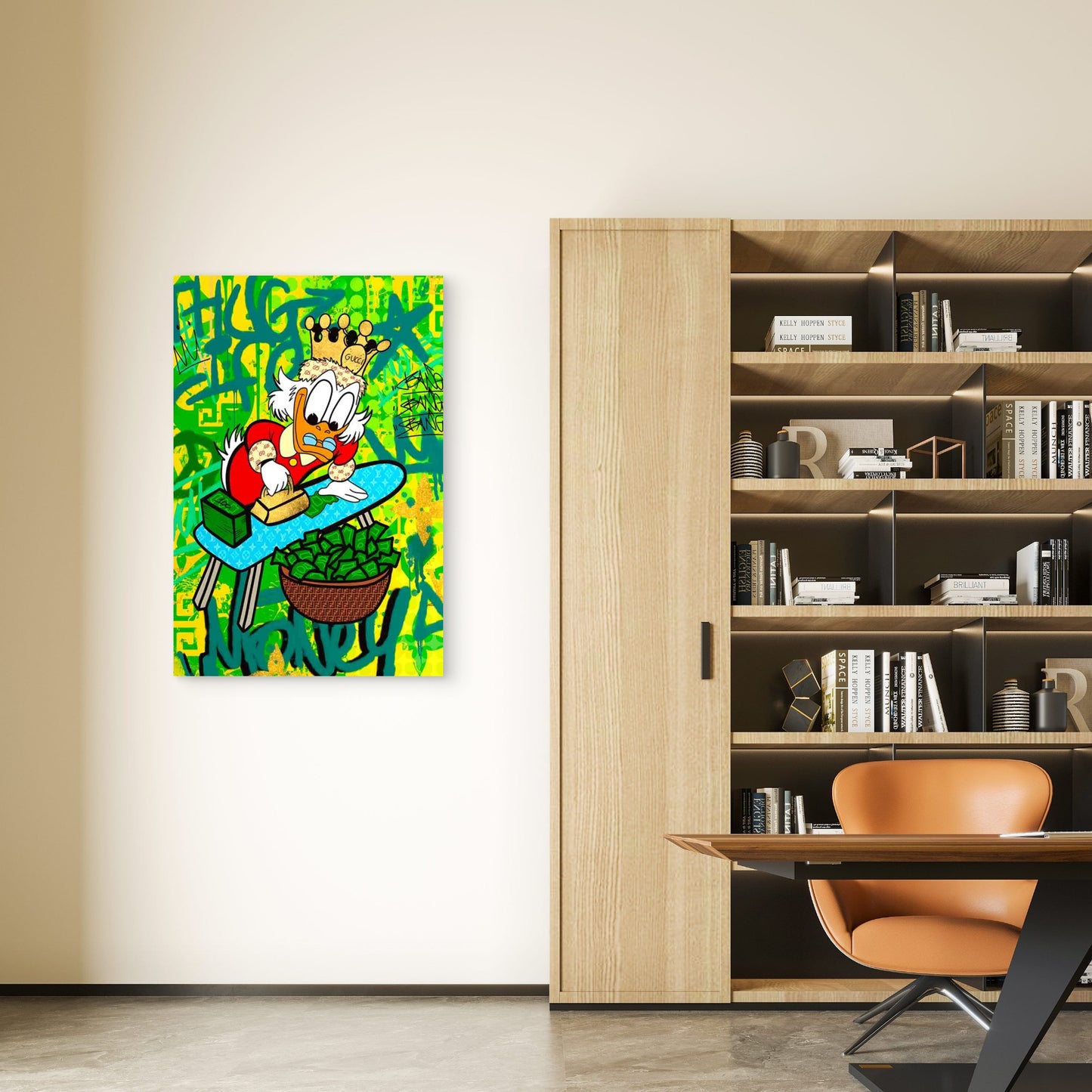 Sovereign Duck Making Money Graffiti Art 40x60cm Metal Print Ready to Hang
