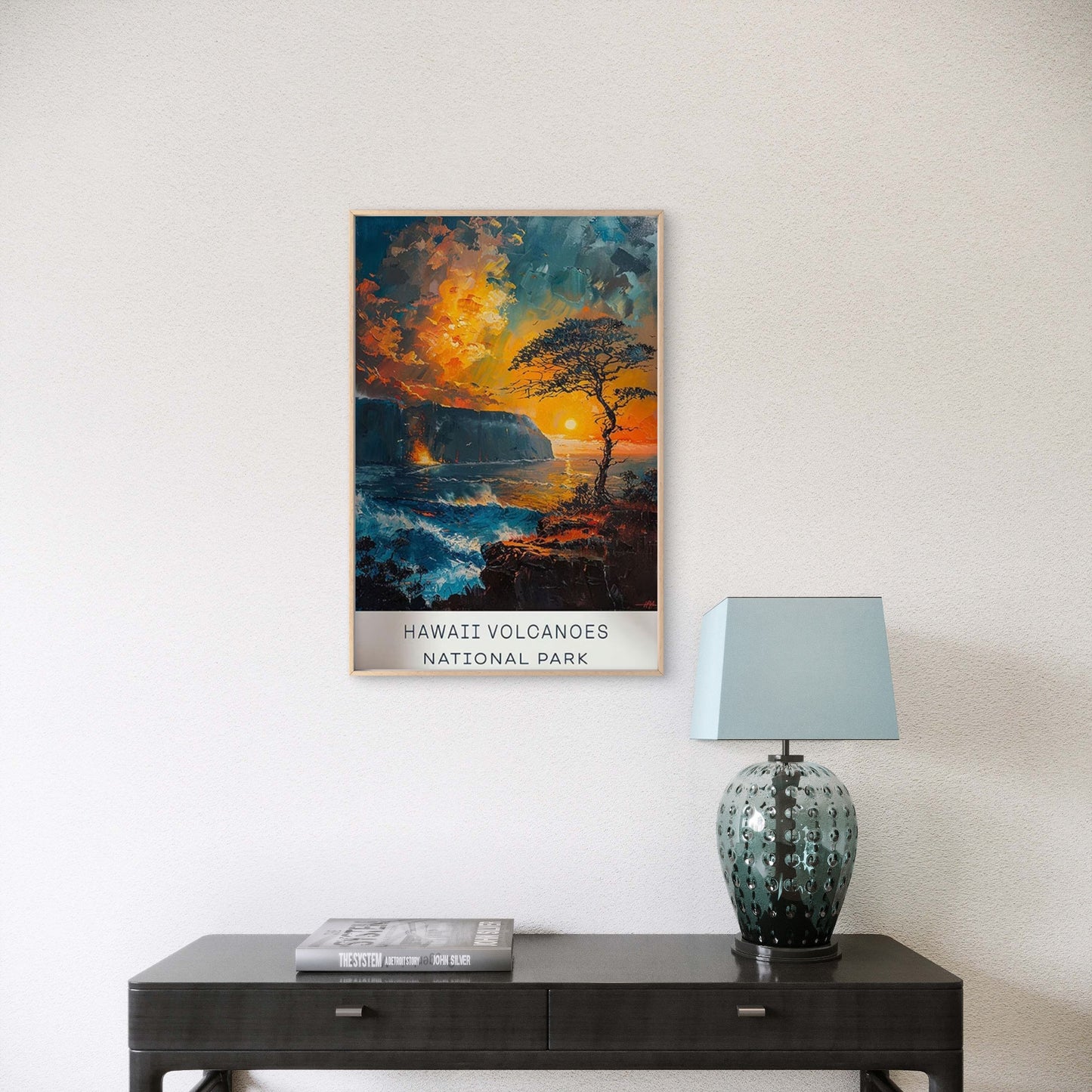 Hawaii Volcanoes National Park Sunset Travel Poster Print Wall Art