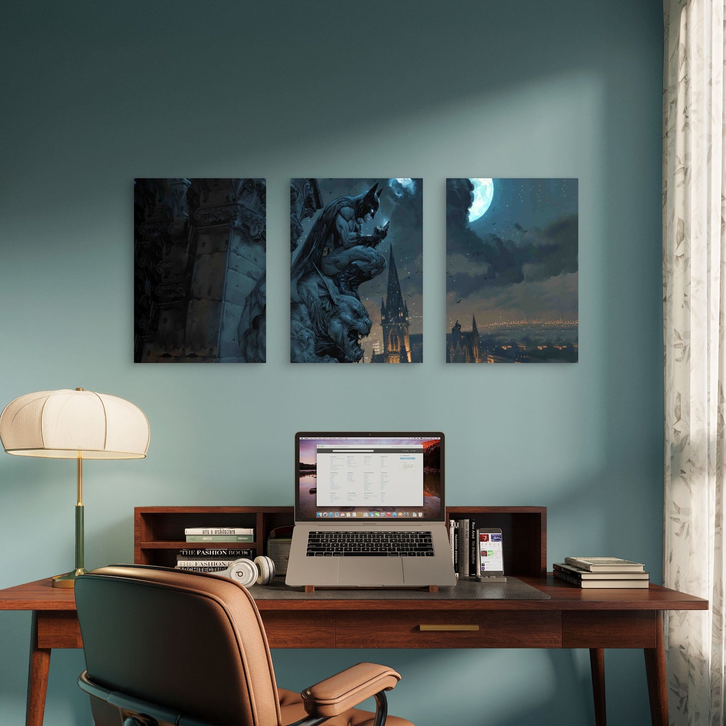 3pcs Gothic Vigilante Gargoyle Art Metal Print Ready to Hang Art
