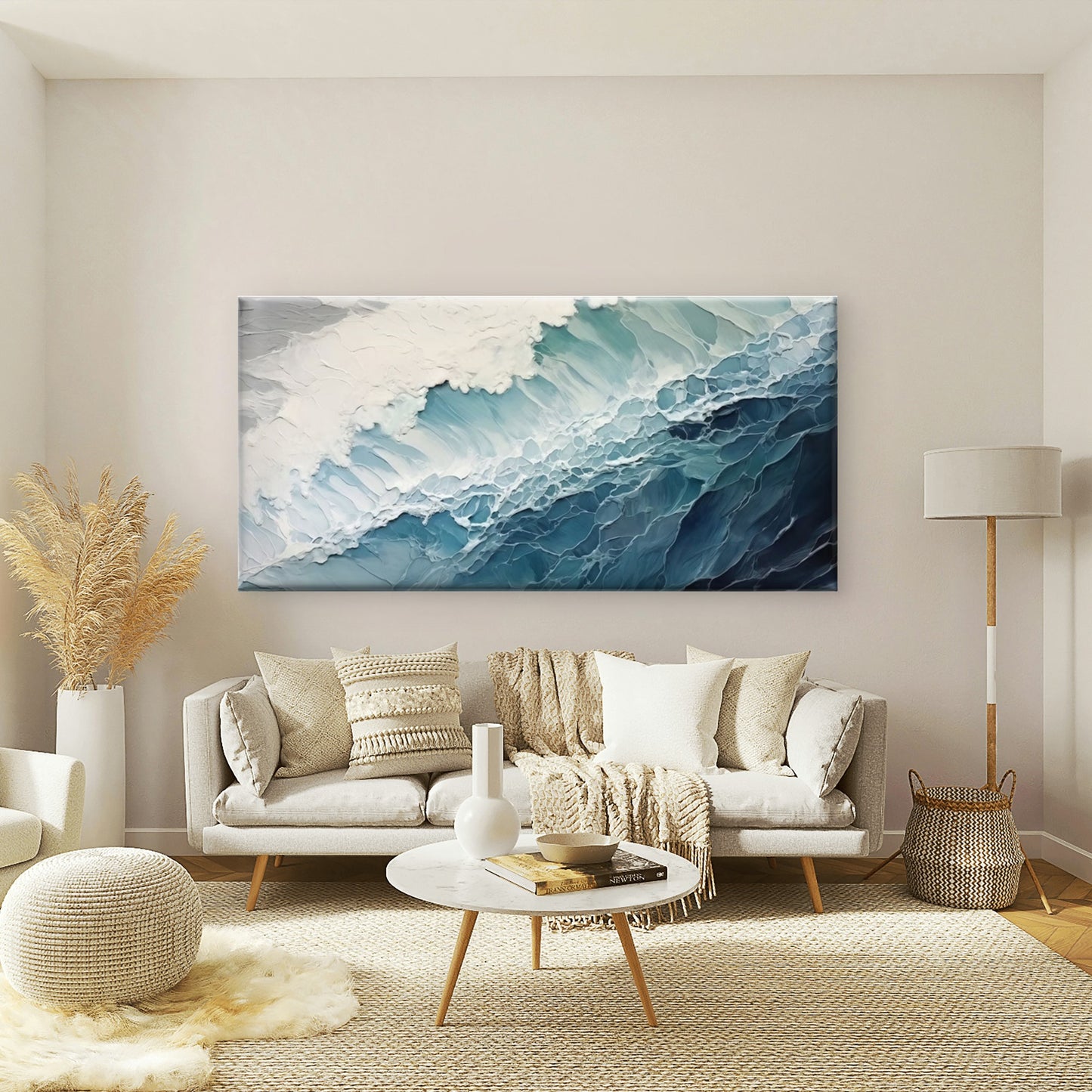 Abstract Ocean Waves Decor Wall Art Canvas Office Home Room Framed 120x60cm
