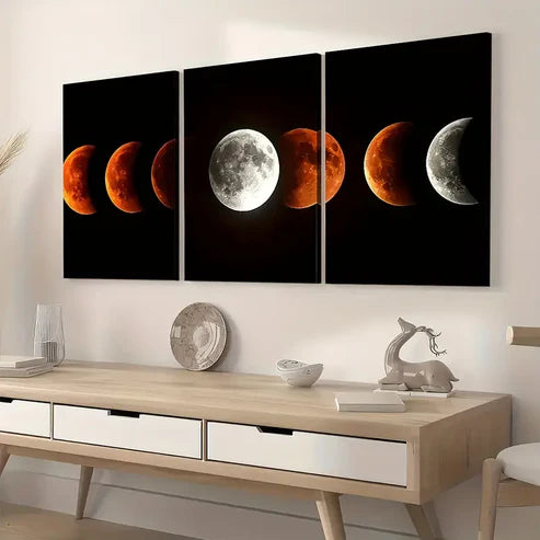 3pcs Simple Wind Planet Rotation Process Art Wall Art Set Canvas Unframed - High Quality Print 100% Australian Made Wall Canvas