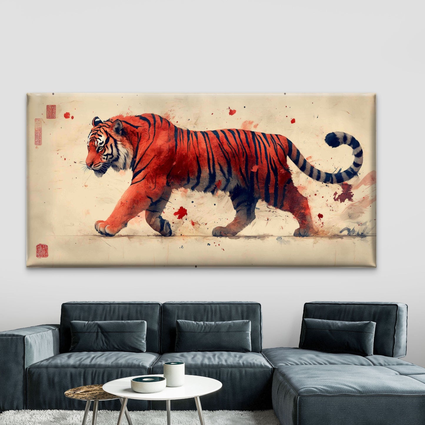 Chinese Tiger Painting Wall Art Canvas Office Home Room Framed 120x60cm