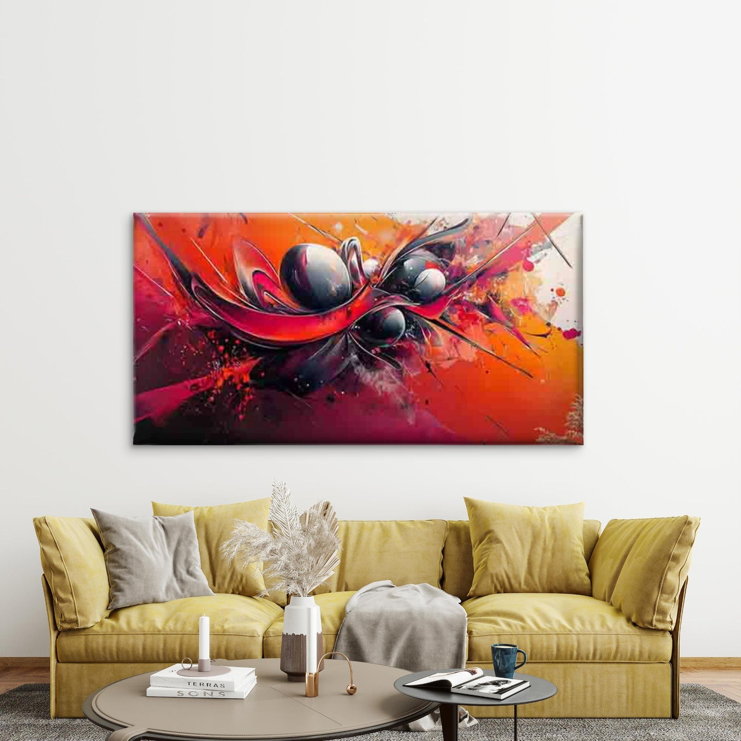 Modern Abstract Wall Art Canvas Office Home Room Framed 120x60cm - Bella Home Decor