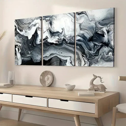 3pcs Modern Light Luxury Abstract Art Marble Wall Art Set Canvas Unframed - High Quality Print 100% Australian Made Wall Canvas