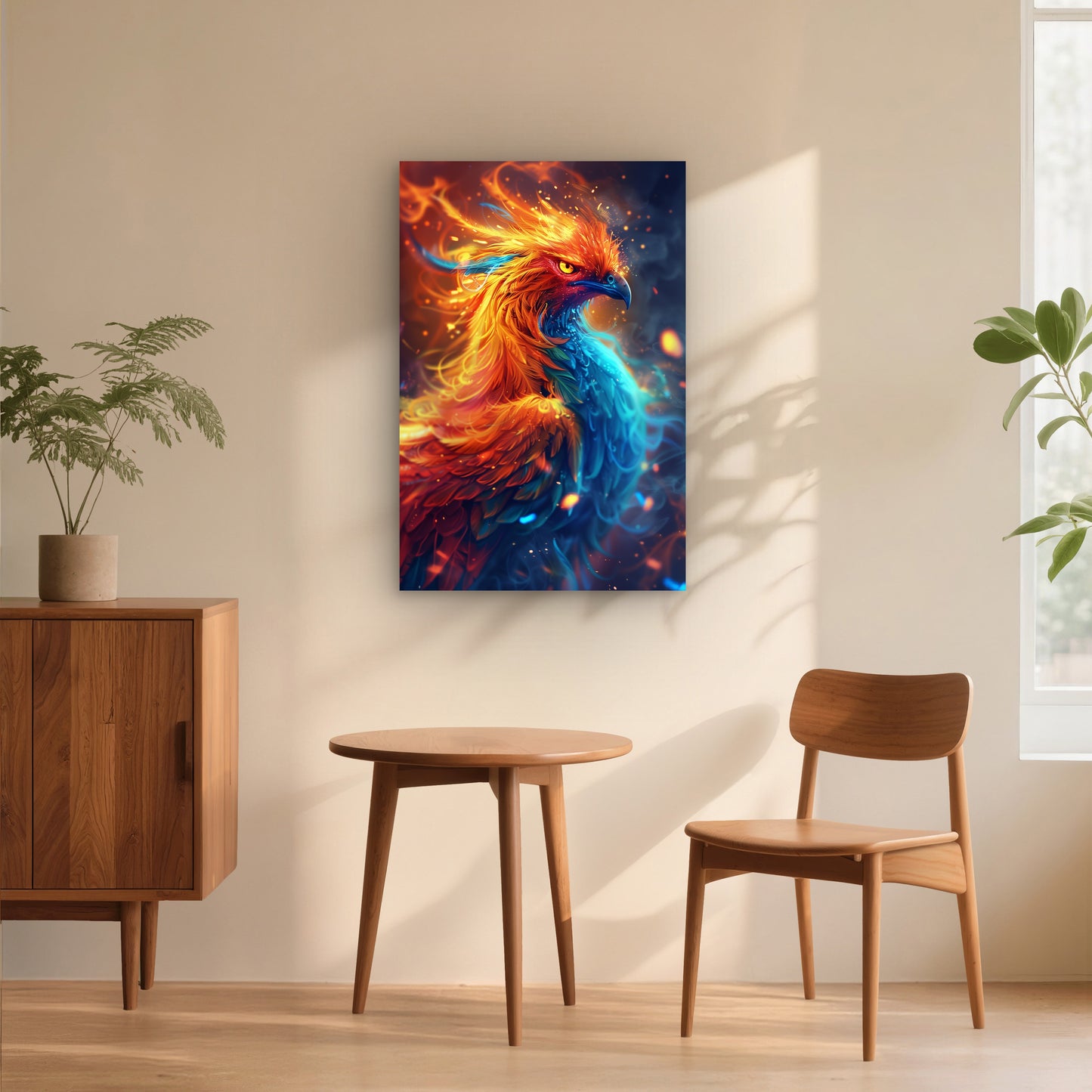 Fire Ice Phoenix Bird Mythical Eagle 40x60cm Metal Print Ready to Hang