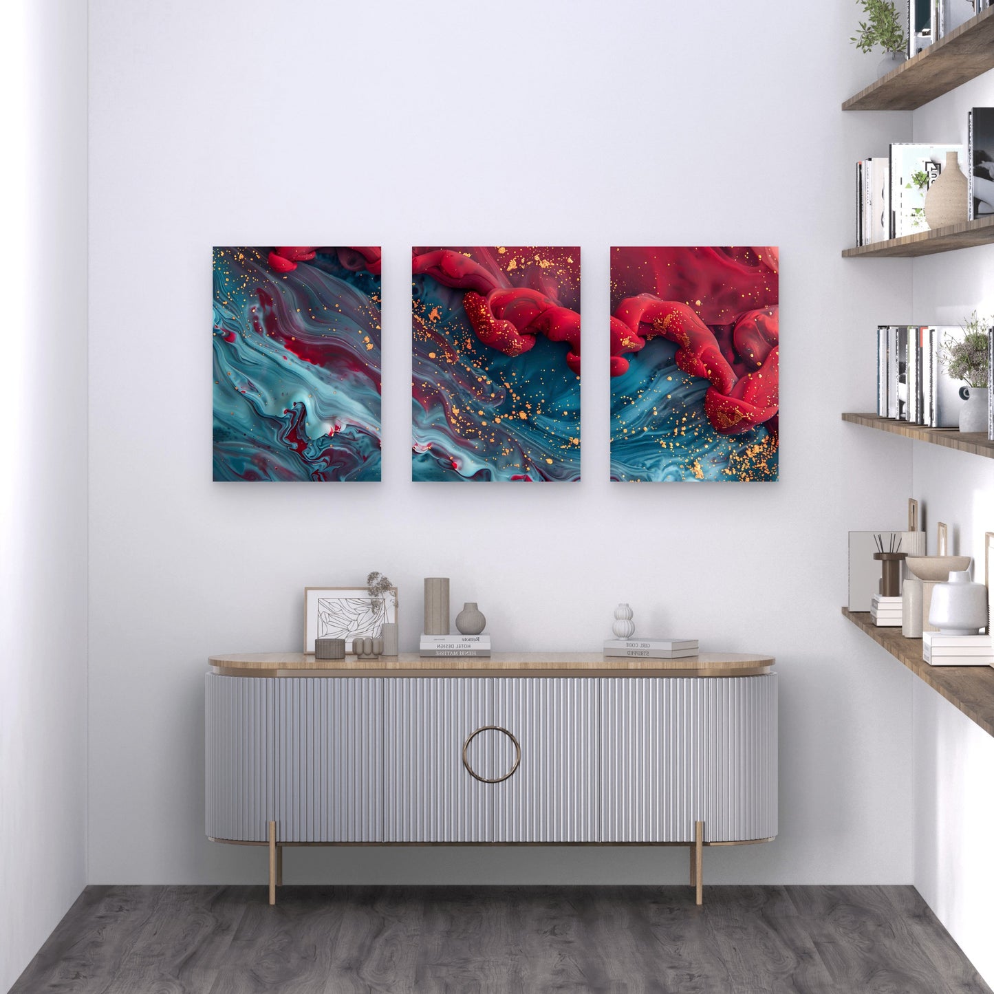 3pcs The Abstract View of Colour Mixing Each Other Metal Print Ready to Hang Art
