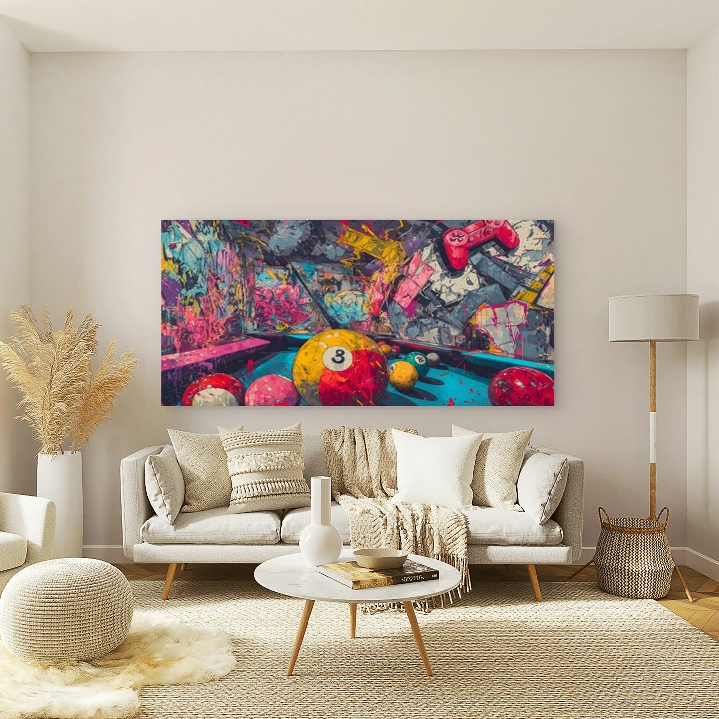 Billiards Abstract Pool Wall Art Canvas Office Home Room Framed 120x60cm - Bella Home Decor