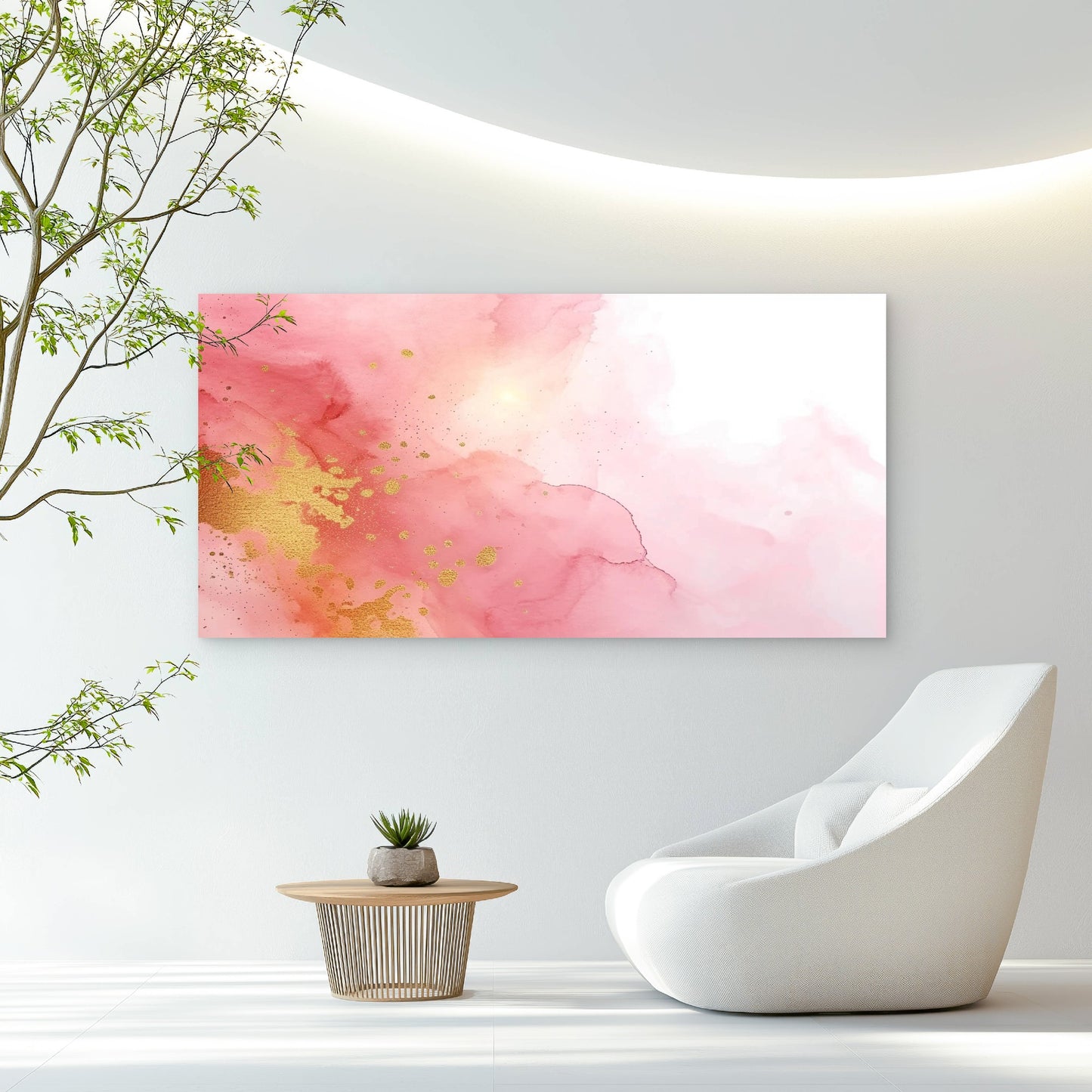 Pink Golden Mist Over Blush Wall Art Canvas Office Home Room Framed 120x60cm