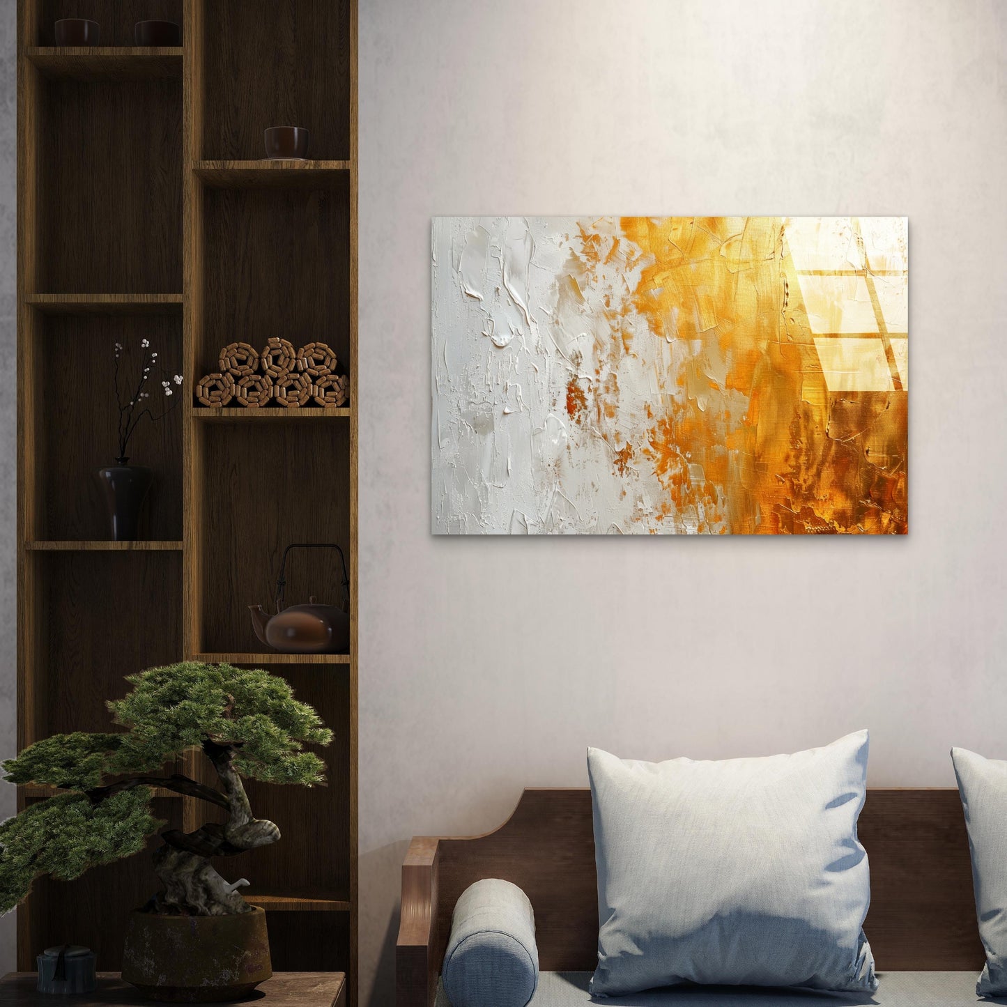 Gold White Palette Abstract Acrylic Glass Printing Wall Art Australian Made Quality