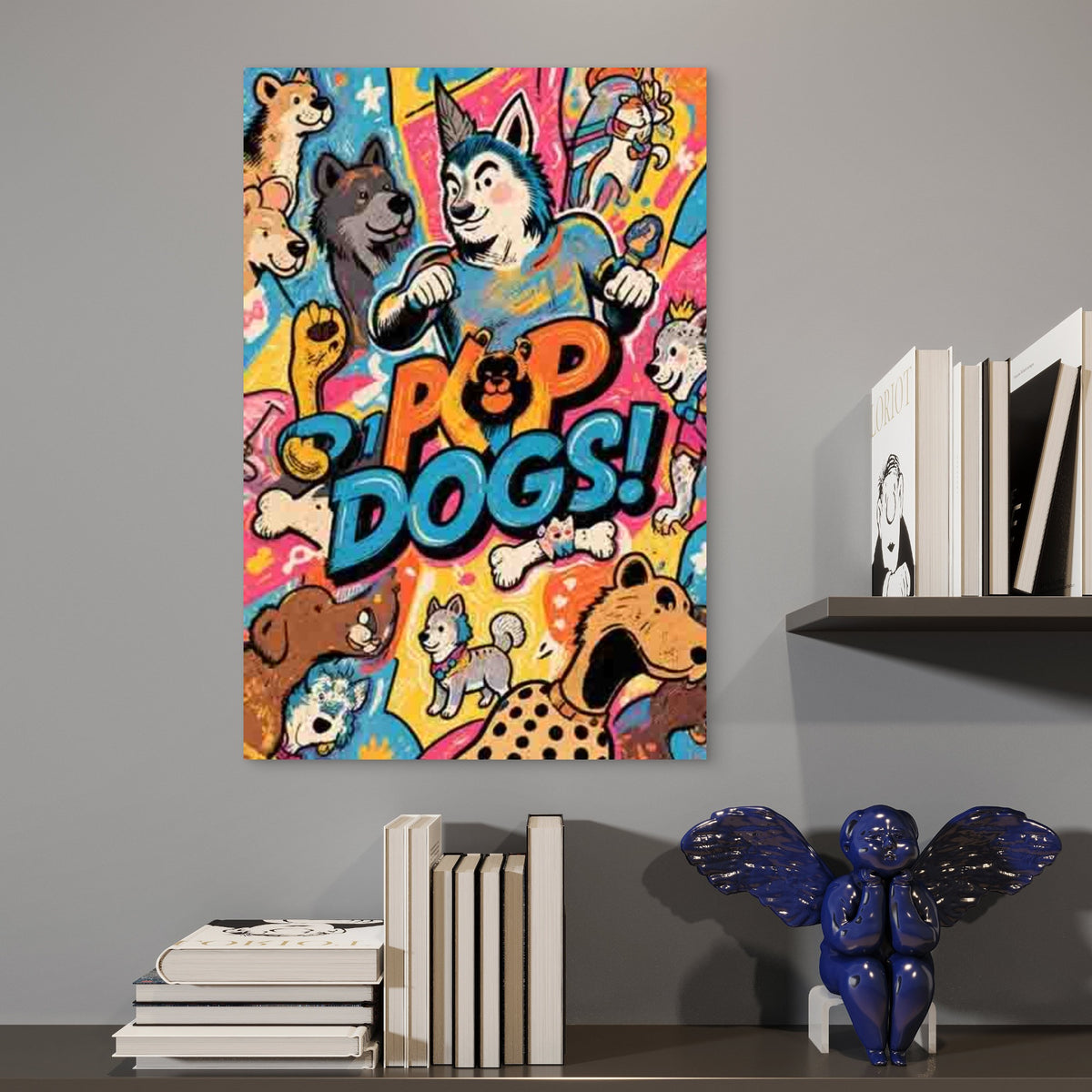 Pop-Art Dog Pattern Metal Print Ready to Hang