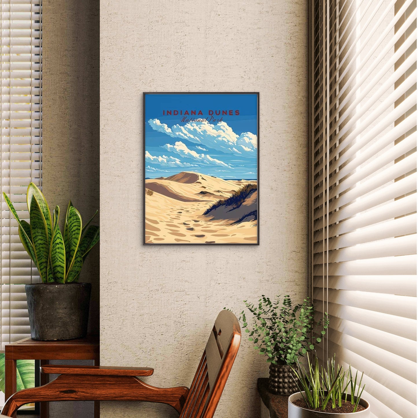 Timeless Beauty of the Indiana Shore Travel Poster Print Wall Art