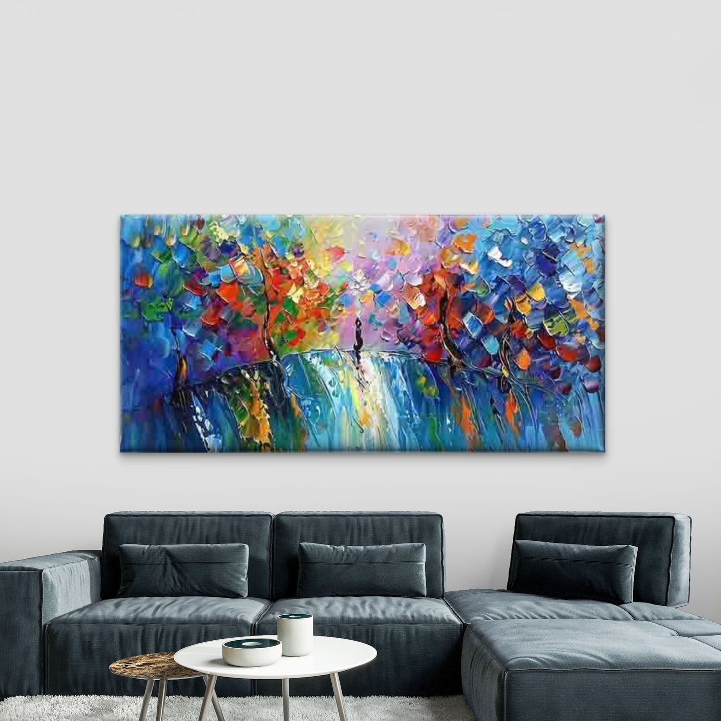 Vibrant Abstract Impasto Wall Art Canvas Office Home Room Framed 120x60cm