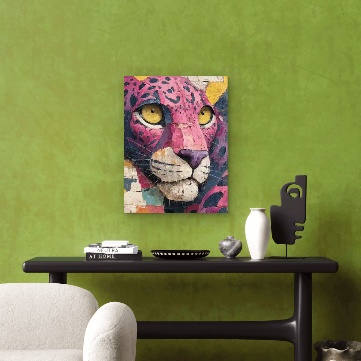 Pink Leopard in a Graffiti Style Metal Print Ready to Hang